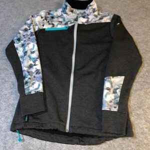 Snap-On Lethal X Choko Authentics Floral Full Zip Jacket Charcoal Teal Womens S